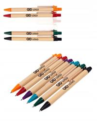 DŁUGOPISY REKLAMOWE z nadrukiem FIRMOWE Z LOGO ECO twój napis 100 SZTUK