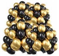 Balony na urodziny dekoracja czarne złote 50 szt! metalizowane chromowane