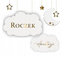 Baner Roczek Z Imieniem Motyw Chmurki Zawieszki Girlanda Dom Wystrój Ozdoba