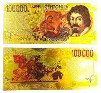 CARAVAGGIO Banknot Pozłacany 100 000 lirów Włochy