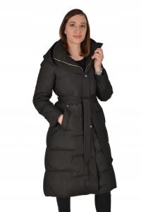 Płaszcz damski kurtka zimowa z kapturem ocieplenie puch naturalny