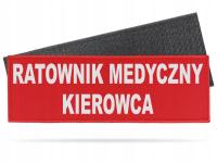 Czerwona medyczna naszywka emblemat rzep RATOWNIK MEDYCZNY KIEROWCA 30x10cm