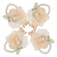 RĘCZNIE WYKONANY ŚLUBNY BUKIECIK NA NADGARSTEK Z DELIKATNYMI PERŁOWYMI AKCENTAMI