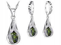 Srebrny komplet biżuterii w kształcie kropli srebrzony na ślub z cyrkoniami