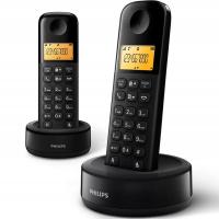 TELEFON BEZPRZEWODOWY PHILIPS ZE STACJĄ ŁADUJĄCĄ CZARNY D1602B/53