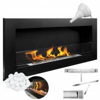 BIOKOMINEK czarny Z SZYBĄ 90x40cm SLIM REGULACJA KOMINKI GMT + 1L BIOPALIWA
