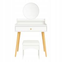 Biała Toaletka Kosmetyczna Z Lustrem + PUFA CA-27