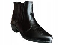 Мужские черные кожаные ковбойские сапоги - ручное производство Польша