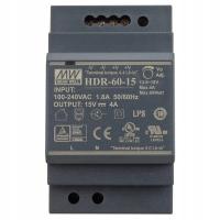 Zasilacz impulsowy na szynę DIN Mean Well HDR-60-15 60 W 4 A 15 V
