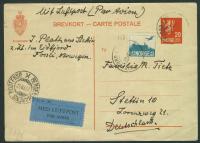 a1564 Norwegia EIDFJORD Cp + zn 1937 r via Stettin - st Bergensbanens