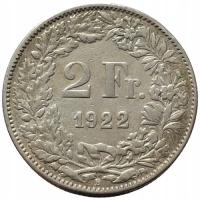 45820. Szwajcaria, 2 franki, 1922r. - Ag