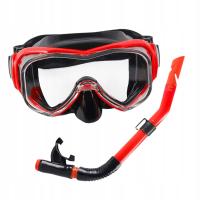 Zestaw do snorkelingu Szeroki widok Maska do nurkowania Gogle kąpielowe Mężczyźni Kobiety Czerwony Czarny