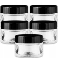 SŁOIK SZKLANY BEZBARWNY 30 ML Z CZARNĄ NAKRĘTKĄ I PRZEKŁADKĄ ZESTAW 5 SZTUK