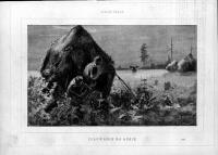 Julian Fałat: Polowanie na łosia, drzeworyt 1891 okolice Nieświeża