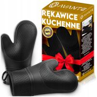 RĘKAWICE KUCHENNE SILIKONOWE CZARNE ŻAROODPORNE DO PIEKARNIKA GRILLA 2 SZT.