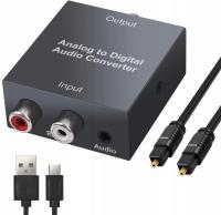 KONWERTER CINCH 2xRCA NA TOSLINK SPDIF PRZEJŚCIÓWKA AUX ANALOG -> CYFROWY