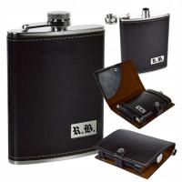 Piersiówka Skórzana w Etui z Grawerem Zestaw na Święta Prezent Dla Niego