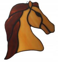 Koń witrażowy wiszący prezent ozdoba konik Brązowy