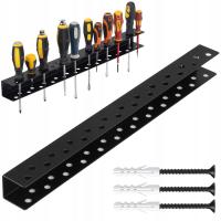 WIESZAK ŚCIENNY NA NARZĘDZIA ŚRUBOKRĘTY SZYNA DO WARSZTATU GARAŻU CZARNY