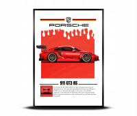 OBRAZ PORSCHE 911 GT3 RS PLAKAT 30x40 W CZARNEJ RAMIE PREMIUM MOTORSPORT
