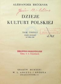 Dzieje kultury polskiej Tom III 1931r