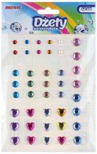 Dodatki Do SCRAPBOOKINGU Ozdobne PEREŁKI Dżety samoprzylepne 42szt ZESTAW