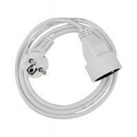 PRZEDŁUŻACZ BIAŁY POJEDYNCZY 1,5M WTYK - GNIAZDO 230V IP65 Z UZIEMIENIEM