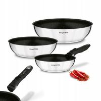 Komplet PATELNI 3x GŁĘBOKA Odpinana RĄCZKA Konighoffer Colate 20x24x28