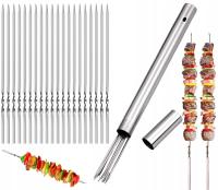 SZPIKULCE DO SZASZŁYKÓW MIĘSA NA GRILL GRILLA STALOWE ZESTAW 20 SZT + ETUI