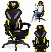 Игровое вращающееся кресло с подставкой для ног Молодежное черное желтое MAXIMO