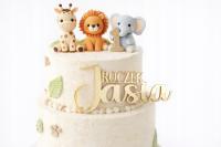 Topper na bok tortu „Roczek + imię” – złota lustrzana plexi