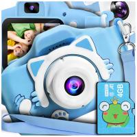 Цифровая камера для детей ребенка Фото синий котенок карта 4GB