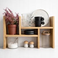Dębowa półka na kubki regulowana HARMONIA - Lite drewno - Japandi / Scandi