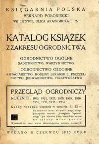 Katalog książek z zakresu ogrodnictwa.. Księgarnia Polska B. Połonieckiego