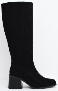 9194 CZARNE DAMSKIE KOZAKI WYSOKIE ZAMSZOWE NA SŁUPKU