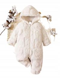 ZIMOWE SHEIN ECRU BIAŁY PUSZYSTY RAMPERS Z KAPTUREM W SERCA 68 1KA