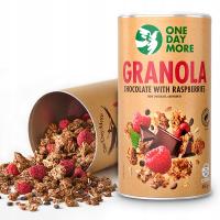 Granola Czekoladowa z Malinami 450g | bez cukru | 5,5 porcji | ODM