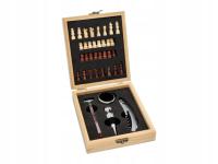 Zestaw z Kompletem Akcesoriów do Wina z Szachami w Drewnianym Pudełku