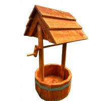 Kwietnik drewniany stojący donica boho STUDNIA tik do ogrodu 38x80cm