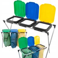 Solidny Stojak stelaż na worki do segregacji odpadów 120L Kosz potrójny