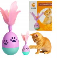 Prezent dla kota Piłka z Piórkiem Interaktywna zabawka dla kota dzwonek 9cm