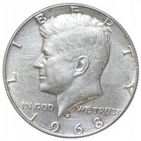 1/2 dolara - Pół dolara - Kennedy - USA - 1968 rok - D