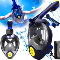 Maska do Nurkowania Snorkelingu Pełnotwarzowa DOBRZE PRZYLEGA S/M + ETUI
