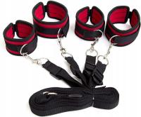 ZESTAW BONDAGE DO ŁÓŻKA, PASY Z KAJDANKAMI NA RĘCE I NOGI