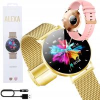Smartwatch женские часы злотый Manta Alexa LUX GOLD 2 полосы меню RU