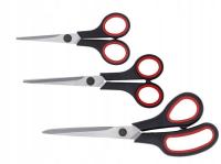 Nożyczki biurowe zestaw komplet 14/17/21,6cm nierdzewne gumowany uchwyt