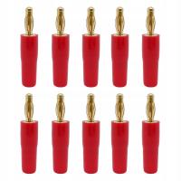 10pcs Red 4mm Banana Plug Socket Speaker Cable Connector Gold Plated / Plug