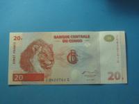 Конго Банкнота 20 Francs 1997 UNC P-88A Лев
