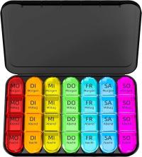 Kasetka tygodniowa na leki, 4 przegródki na dobę - PO NIEMIECKU