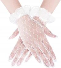 Кружевные перчатки для причастия для девочек Святое Причастие Белый